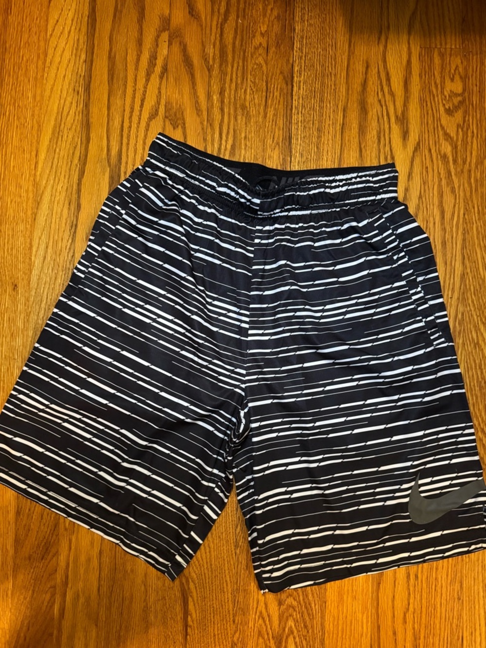 Nike Black and White Striped Training Shorts
